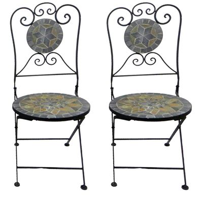 2er Mosaik Balkonstuhl klappbar Stern Design Klappstuhl Bistrostuhl Mosaikstuhl