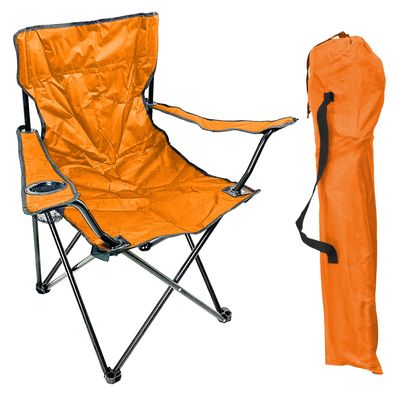 Campingstuhl Faltstuhl Anglerstuhl Regiestuhl Orange Getränkehalter und Tasche