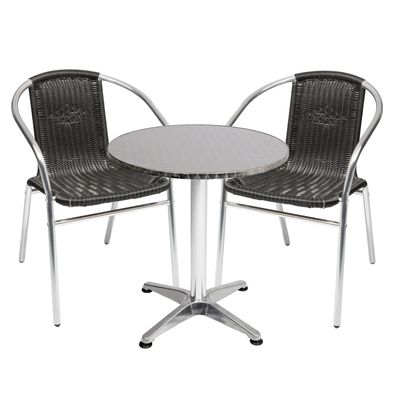Mojawo® 3-tlg. Bistrogarnitur Balkonset 60x60cm Aluminium - Rattan Schwarz