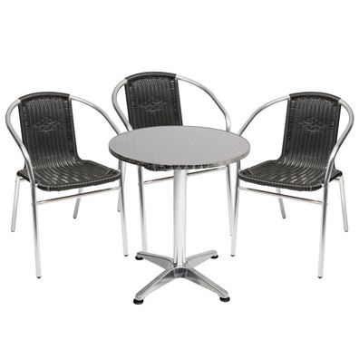 Mojawo® 4-tlg. Bistrogarnitur Balkonset 60x60cm Aluminium - Rattan Schwarz