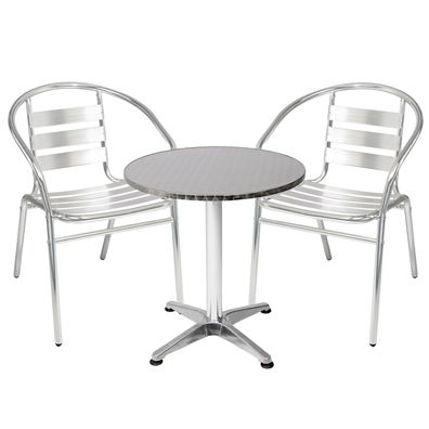 Mojawo® 3-tlg Bistrogarnitur Balkonset Rund Ø 60cm Aluminium Stehtisch H70/110cm