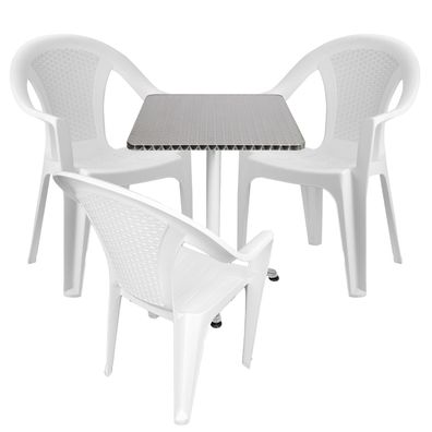 Mojawo® 4-tlg. Bistrogarnitur Balkonset 60x60cm Aluminium - Kunststoff Weiß