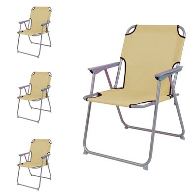 4 Stück Campingstuhl Klappstuhl Anglerstuhl Regiestuhl Faltstuhl Metall Beige