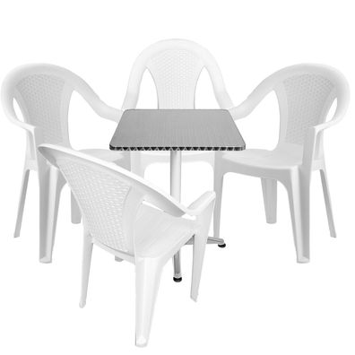 Mojawo® 5-tlg. Bistrogarnitur Balkonset 60x60cm Aluminium - Kunststoff Weiß