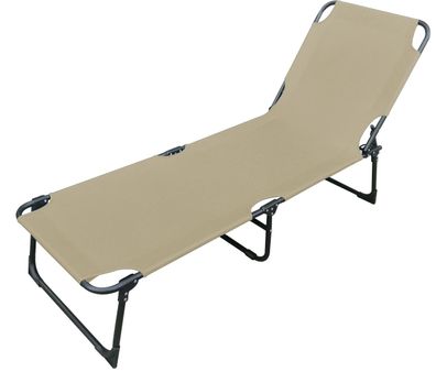 3-Bein Sonnenliege Gartenliege Relaxliege Liege beige klappbar L188xB57xH30cm