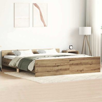 vidaXL Bettgestell ohne Matratze Artisan-Eiche 180x200cm Holzwerkstoff