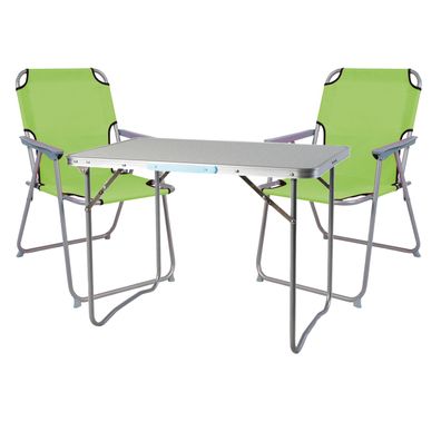 XL 3-teiliges Campingmöbel Set Alu mit Tragegriff Camping 80x60x68cm Limegrün