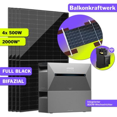 2000W Balkonkraftwerk Anker Solix Speicher 3.2kWh mit Montagepaket Stockschraube