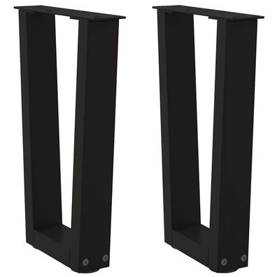 vidaXL Esstisch Beine V-Form 2 Stück Schwarz 38x(42-43,3) cm Stahl