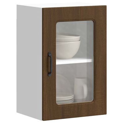 vidaXL Küchen-Hängeschrank mit Glastür Kalmar Braun Eichen-Optik