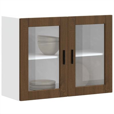 vidaXL Küchen-Hängeschrank mit Glastür Porto Braun Eichen-Optik