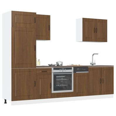 vidaXL 7-tlg. Küchenschrank-Set Braun Eichen-Optik Holzwerkstoff