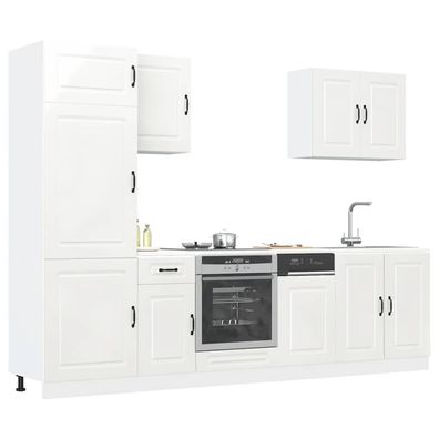 vidaXL 7-tlg. Küchenschrank-Set Kalmar Hochglanz-Weiß Holzwerkstoff
