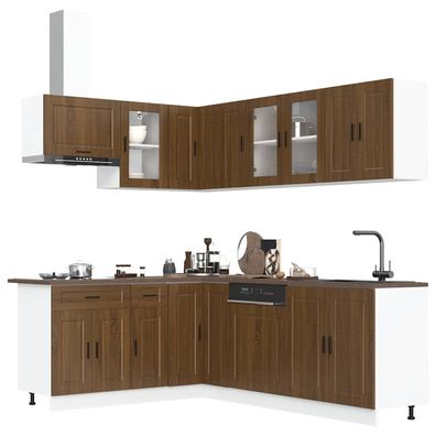 vidaXL 11tlg. Küchenschrank-Set Porto Braun Eichen-Optik Holzwerkstoff