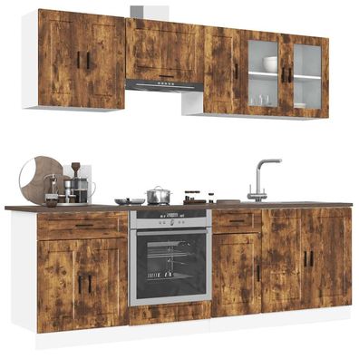 vidaXL 8-tlg. Küchenschrank-Set Kalmar Räuchereiche Holzwerkstoff