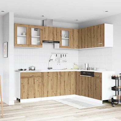 vidaXL 11-tlg. Küchenschrank-Set Artisan-Eiche Holzwerkstoff
