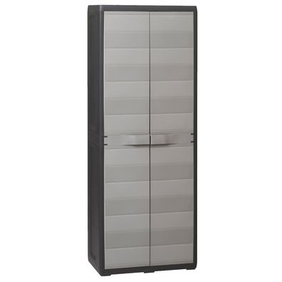 vidaXL Gartenschrank mit 3 Böden Schwarz und Grau
