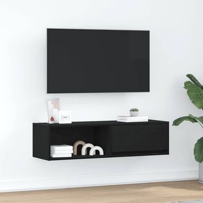 vidaXL TV-Schrank Schwarz Eichen-Optik 100x31x25,5 cm Holzwerkstoff