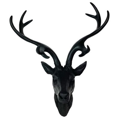 Hirschgeweih Hirschkopf Geweih 10-Ender Schwarz 14x16x30cm Figur Skulptur