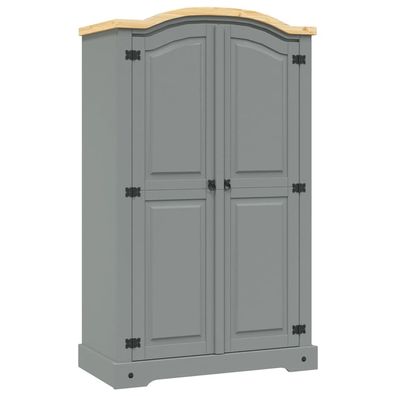 vidaXL Kleiderschrank Mexiko-Stil Kiefernholz 2 Türen Grau