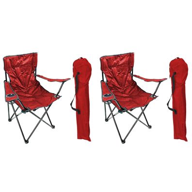 2'er Set Campingstuhl Anglerstuhl Regiestuhl Rot Getränkehalter und Tasche