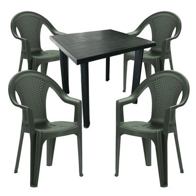 5tlg Outdoormöbel Bistrogarnitur Outdoormöbel Kunststoff 80x75xH72cm Grün