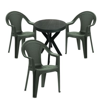 4tlg Bistrogarnitur Gartengarnitur Kunststoff Bistrotisch Rund Ø70xH72cm Grün