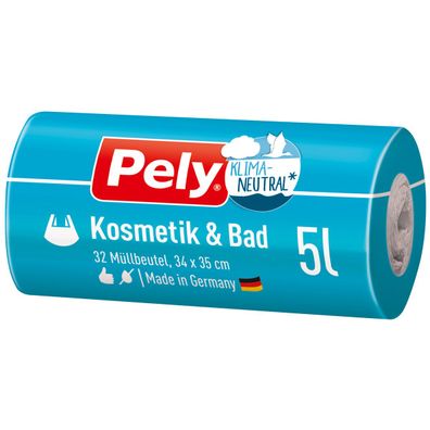 Pely Klimaneutral Kosmetik und Bad Müllbeutel 5 Liter 32 Stück