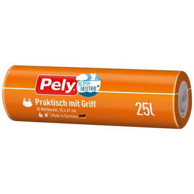 Pely Klimaneutral Müllbeutel 25 Liter Praktisch mit Griff 20 Stück