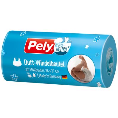 Pely Duft Windelbeutel Klimaneutralisiert mit Tragegriff 32 Stück