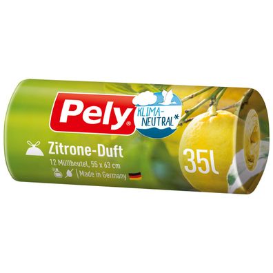 Pely Zugbandbeutel 35L mit Zitronen Duft klimaneutralisiert 12 Stück