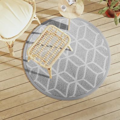 vidaXL Outdoor-Teppich ARAKIL Grau Ø120 cm PP