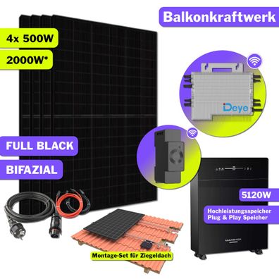 2000W Balkonkraftwerk Marstek Venus-E mit Montagepaket Ziegeldach Deye M200G4