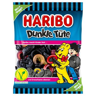 Haribo Dunkle Tüte veggie Mischung Lakritz Teilweise Fruchtgummi 175g