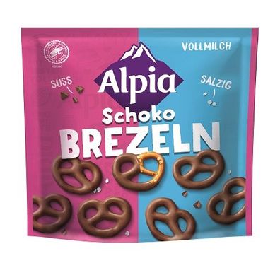 Alpia Schoko Brezel Vollmilch salzige Brezeln in Schokolade 140g