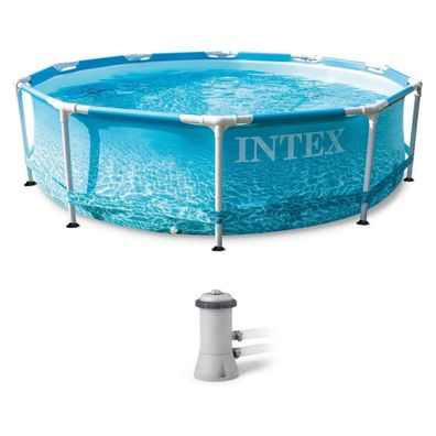 Intex Beachside Metal Frame Pool 305x76 cm mit Kartuschenfilterpumpe 1250 L/h