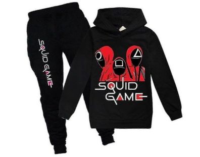 Squid Game Kinder Sport Trainingsanzug Set mit Kapuze Hoodie Hose Outfit Kleidung