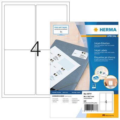 Herma Etiketten für Adressen permanent haftend 96 x 139,7 mm weiss 80 Bl 320 Etik