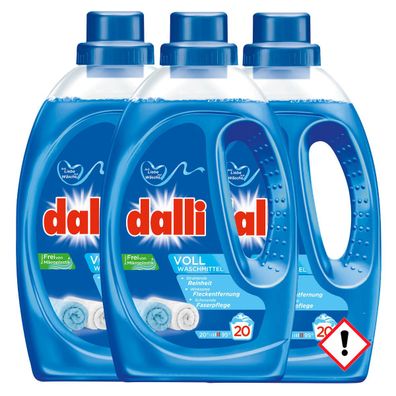 Dalli Activ Flüssig Vollwaschmittel 20WL Sehr ergiebig 1100ml 3er Pack