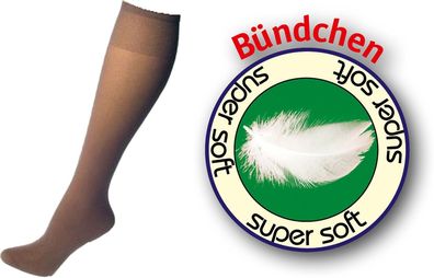 SOCKS PUR Damen Knie-Fein-Strümpfe- Extrabreiter Komfort-Bund , 70 den 5 Paar