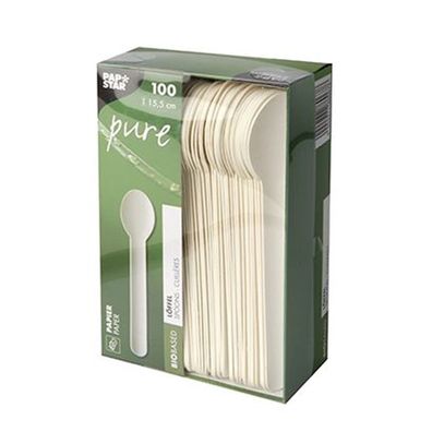 Papstar Löffel aus Papier pure weiss Geschmacksneutral 100 Stück