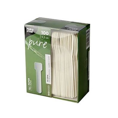 Papstar Eislöffel aus Papier pure weiss Geschmacksneutral 100 Stück