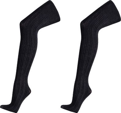 SOCKS PUR Damen-Strumpfhose „Zopfmuster“ MODAL, schwarz 1 Stück