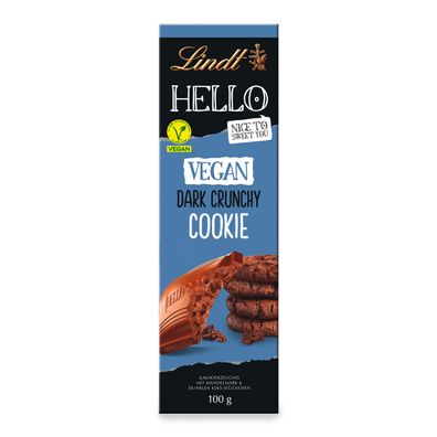 Lindt Hello Vegan Dark Crunchy Cookie mit dunklen Keksstückchen 100g