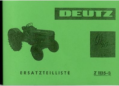 Ersatzteiliste Deutz Dieselschlepper D 40S, Typ D 40.1 luftgekühlt, Trecker, Oldtimer