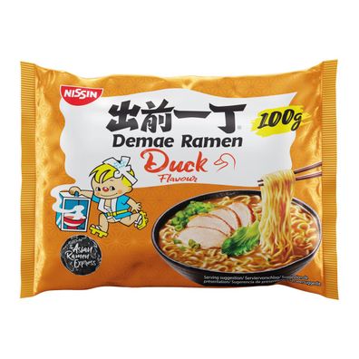 Nissin Demae Ramen Ente Geschmack Asian Instant Nudelsuppe 100g