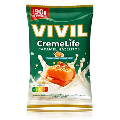 Vivil Creme Life Caramel Hazelitos Lutschbonbons zuckerfrei 90g