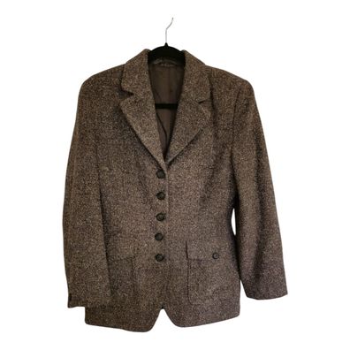 Damen Vintage Blazer Braun Tailliert aus Wollmischung S 36