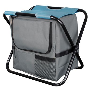 klappbarer Comfort Campingstuhl Anglerstuhl Faltstuhl mit Kühltasche Blau