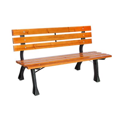 Stabile und massive Parkbank Holz Gusseisen Gartenbank Sitzbank 120 x 56 x 70 cm
